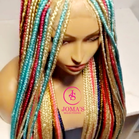 Multi color Rainbow braided wig - Picture 3 of 6